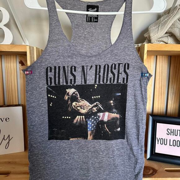 BRAVADO Guns & Roses Racerback Tank Grey Womens Sz S VTG Style Graphic Tee Print - Picture 7 of 7